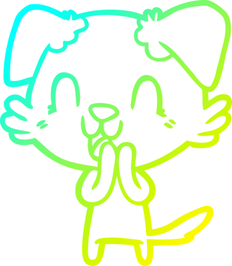 Bir insan tarafından çizilmiş gülen çizgi film köpeğinin soğuk çizgisi.