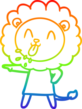 gökkuşağı gradyanı çizimi bir insan tarafından çizilmiş mutlu bir karikatür aslanı