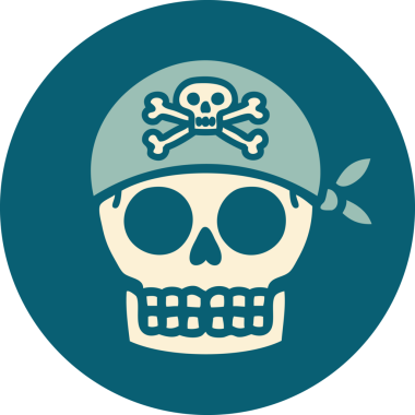 Bir insan tarafından çizilmiş korsan kafatası simgesi.