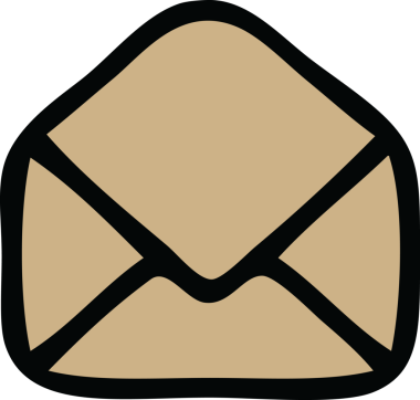 Bir insan tarafından çizilmiş kağıt bir zarfın sevimli karikatürü