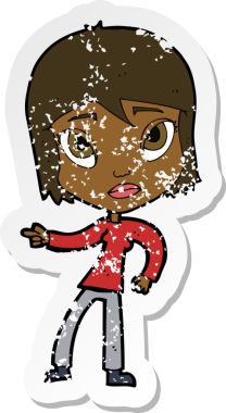 Bir insan tarafından çizilmiş bir karikatürün gerilimli çıkartması.