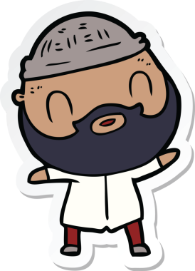 Bir insan tarafından çizilmiş sakallı bir adamın çıkartması.