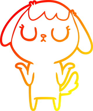 Bir insan tarafından çizilmiş sevimli bir köpeğin sıcak çizgi çizgisi.