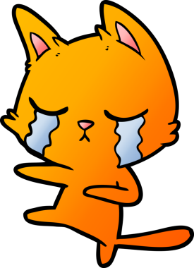 Bir insan tarafından çizilmiş ağlayan kedi çizgi filmi.