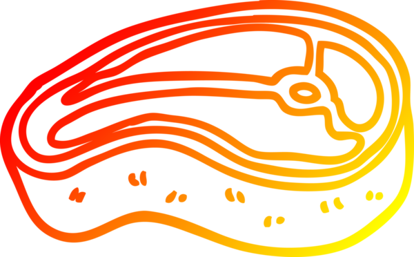 Bir insan tarafından çizilmiş lezzetli bir bifteğin sıcak çizgi çizimi.