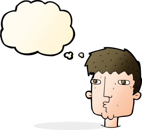 Bir insan tarafından çizilmiş düşünce baloncuğu olan meraklı bir adam.