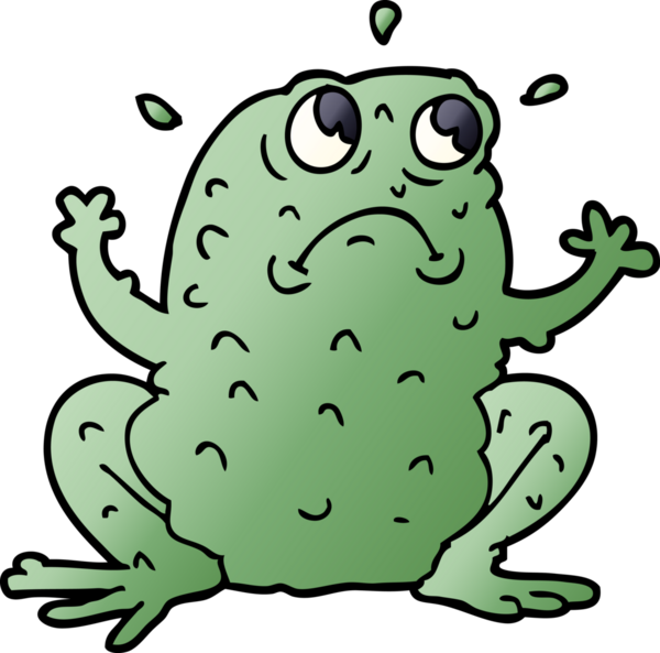 Çizgi film karakurbağası bir insan tarafından çizilmiş.
