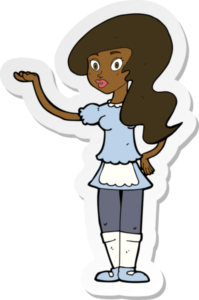 Bir insan tarafından çizilmiş bir çizgi film garsonunun çıkartması.