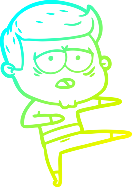 Bir insan tarafından çizilmiş, yorgun bir adamın soğuk çizgi çizimi.