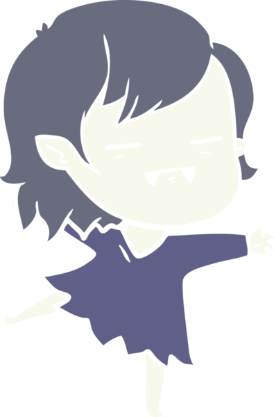 Düz renkli çizgi film. Bir insan tarafından çizilmiş ölümsüz vampir kız.