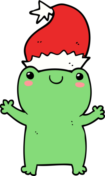 Bir insan tarafından çizilmiş şirin Noel kurbağası.