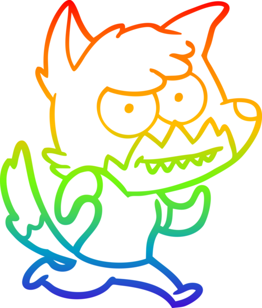 Bir insan tarafından çizilmiş sırıtan tilki çizgi çizimi.