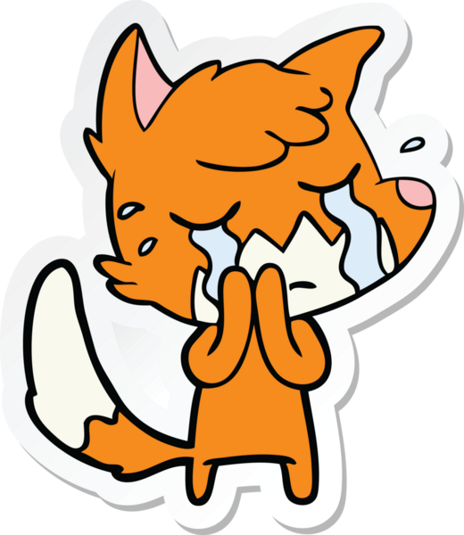 Bir insan tarafından çizilmiş ağlayan tilki çizgi filminin çıkartması.