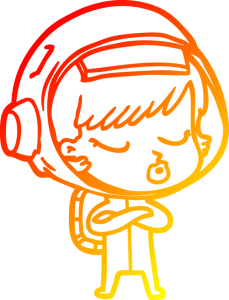 Bir insan tarafından çizilmiş güzel astronot bir kızın sıcak çizgi çizimi