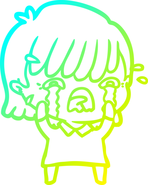 Bir insan tarafından çizilmiş ağlayan bir çizgi film kızı çizimi.