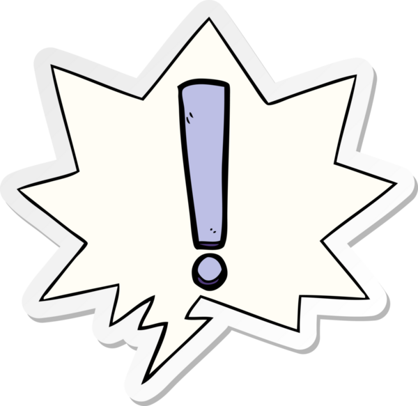 bir insan tarafından çizilmiş konuşma kabarcığı etiketli çizgi film ünlem işareti