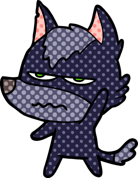 Bir insan tarafından çizilmiş rahatsız kurt çizgi filmi.