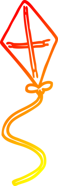 Bir insan tarafından çizilen çizgi film uçurtmasının sıcak gradyan çizgisi