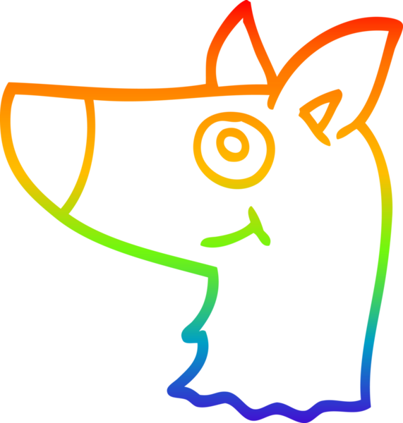 gökkuşağı gradyan çizgi çizimi bir insan tarafından çizilmiş mutlu köpek yüzü