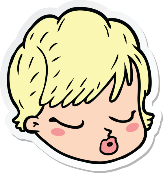 Bir insan tarafından çizilmiş karikatür kadın yüzü çıkartması.