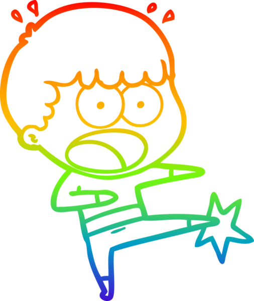 gökkuşağı gradyan çizgi çizimi bir insan tarafından çizilmiş karate çocuk tekmesi