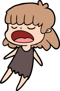 Çizgi filmdeki kadın bir insan tarafından yüksek sesle çizilmiş.