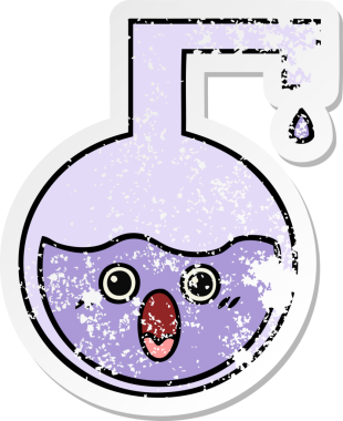 Bir insan tarafından çizilmiş sevimli bir karikatür bilim deneyinin sıkıntılı çıkartması.