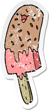 Bir insan tarafından çizilmiş mutlu buz lolipopunun hüzünlü çıkartması.