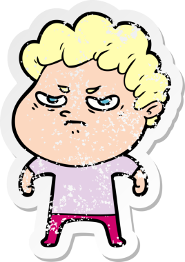 Bir insan tarafından çizilmiş kızgın bir adamın sıkıntılı çıkartması.