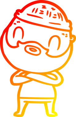 Bir insan tarafından çizilmiş sakallı bir adamın sıcak çizgi çizimi.