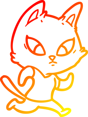 Bir insan tarafından çizilmiş kafası karışmış çizgi film kedisinin sıcak çizgi çizimi