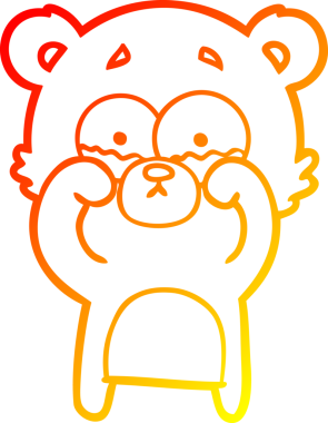 Sıcak bir çizgi film çizimi. Ağlayan ayı. Bir insan tarafından çizilmiş gözleri.