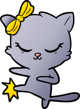 Bir insan tarafından çizilmiş sevimli çizgi film kedisi.