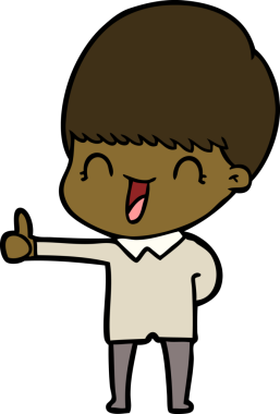 Bir insan tarafından çizilmiş mutlu çizgi film çocuğu.