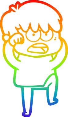 Bir insan tarafından çizilmiş endişeli bir çizgi film çocuğunun çizimi.