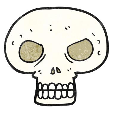 Bir insan tarafından çizilmiş el yapımı karikatür kafatası.