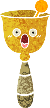 Bir insan tarafından çizilmiş okul çanının retro çizim stili karikatürü