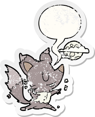 Cadılar Bayramı çizgi filminde kurt adam mehtapta dönüşüyor. Konuşma baloncuğu, bir insan tarafından çizilmiş sıkıntılı eski bir çıkartma.