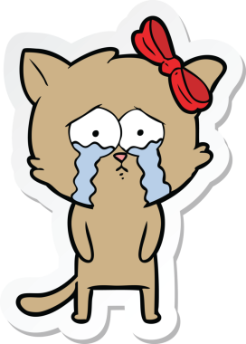 Bir insan tarafından çizilmiş çizgi film kedisinin çıkartması.