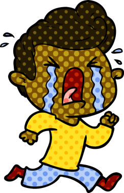 Bir insan tarafından çizilmiş ağlayan bir karikatür.