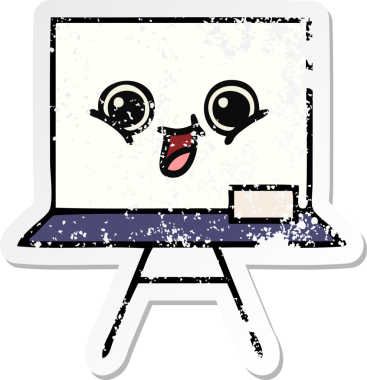 Bir insan tarafından çizilmiş beyaz bir karikatür çıkartması.