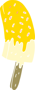 Bir insan tarafından çizilmiş düz renk çizgi film dondurması.