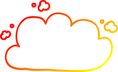 Bir insan tarafından çizilmiş bir karikatür fırtına bulutunun sıcak çizgi çizimi