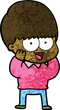 Bir insan tarafından çizilmiş mutlu çizgi film çocuğu.