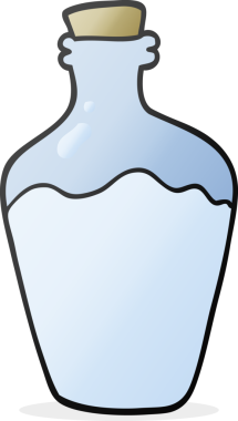 Bir insan tarafından çizilmiş karikatür su şişesi.