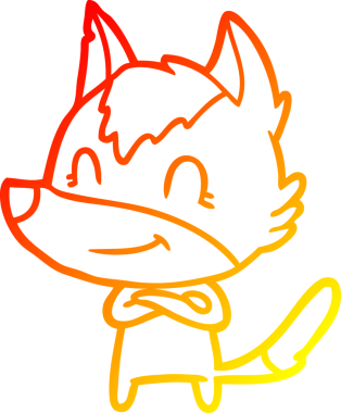 Bir insan tarafından çizilmiş dost canlısı bir kurt çizgi çizimi.