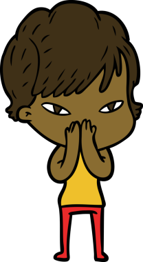 Bir insan tarafından çizilmiş mutlu bir kadın.