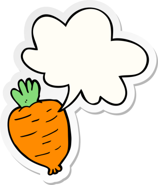 Bir insan tarafından çizilmiş konuşma kabarcığı etiketli karikatür kökü sebzesi