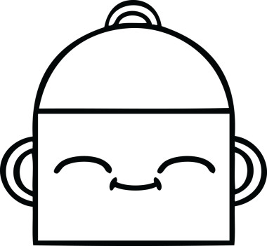 Bir insan tarafından çizilmiş bir tencere karikatürü.