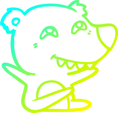 Bir insan tarafından çizilmiş dişleri gösteren çizgi film ayısının soğuk gradyan çizimi